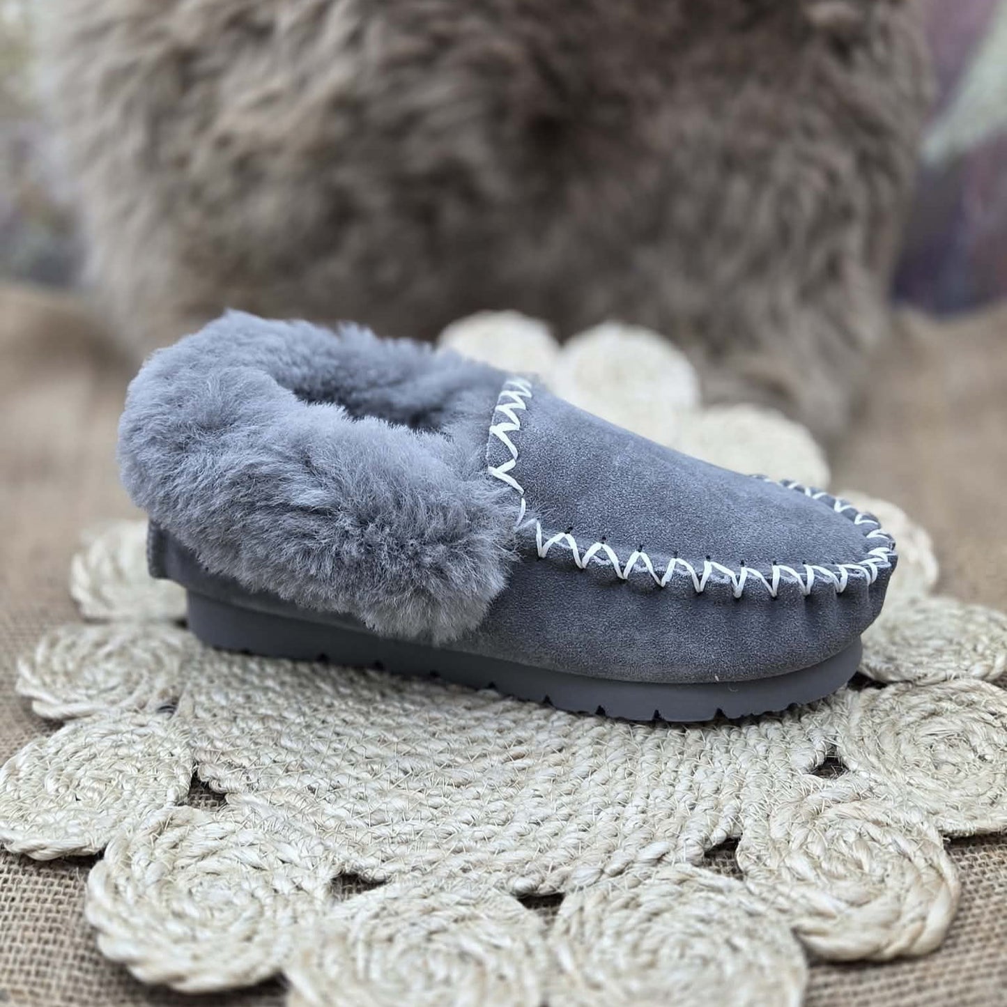UGG Sheepskin Moccasin Grey