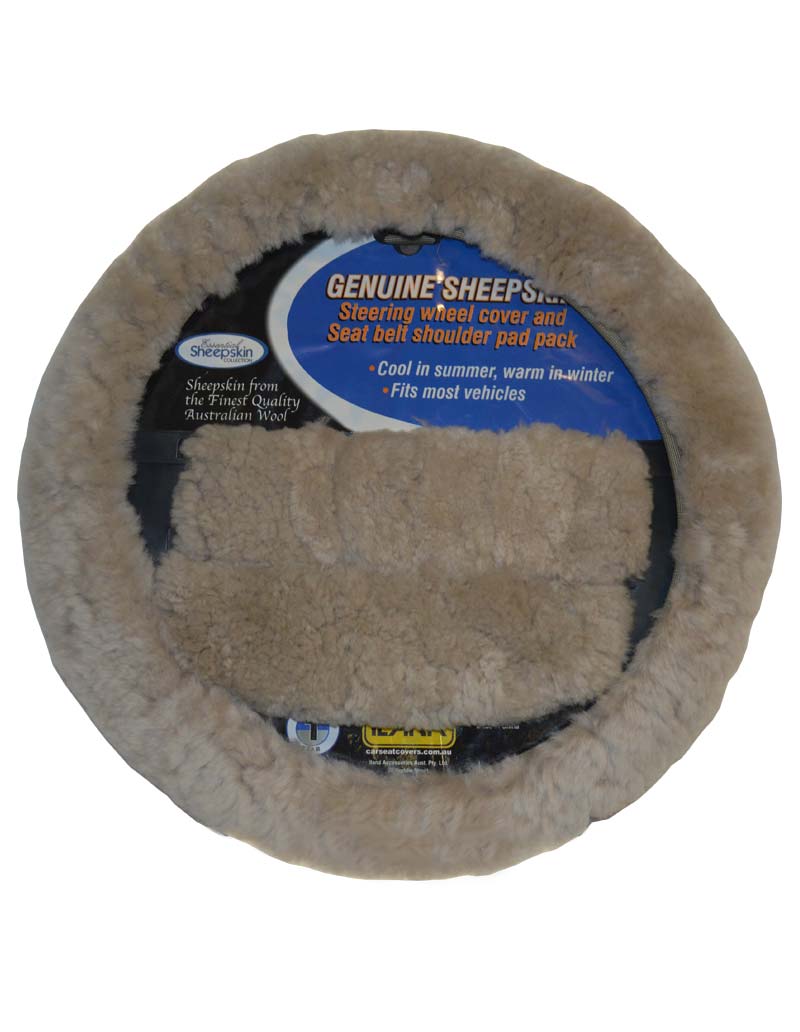 Sheepskin Car Accessory Set mocha